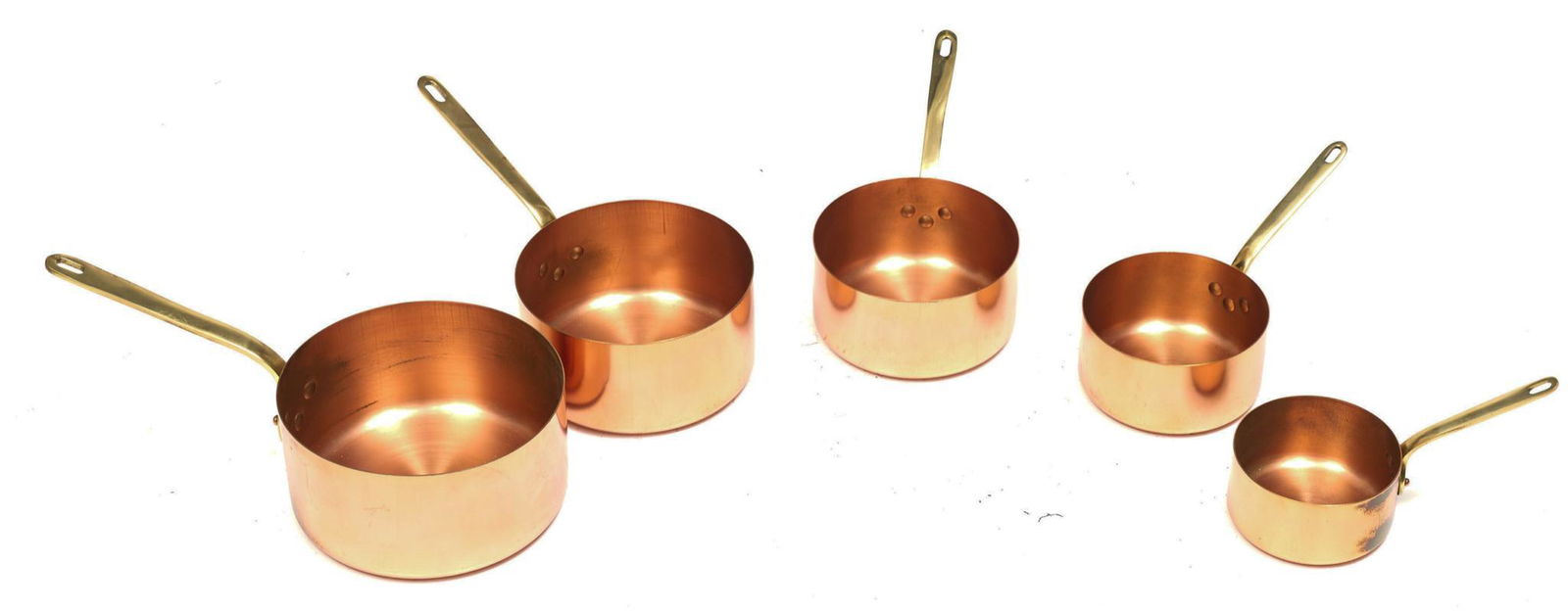 Set of 5 Vintage French Farmhouse Copper Pots (1 of 3)