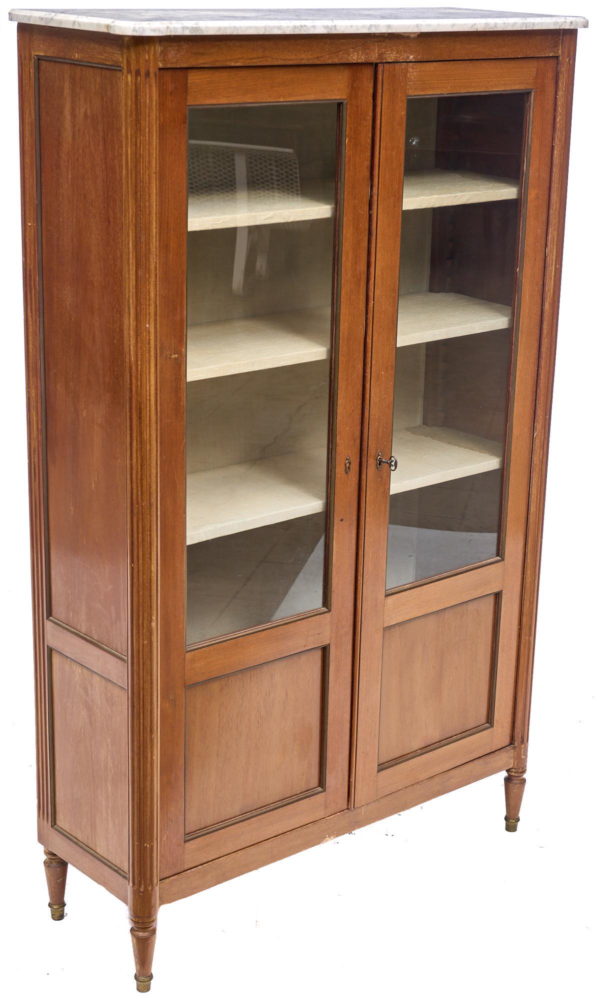 French Empire Style Marble Top Curio Cabinet (1 of 4)