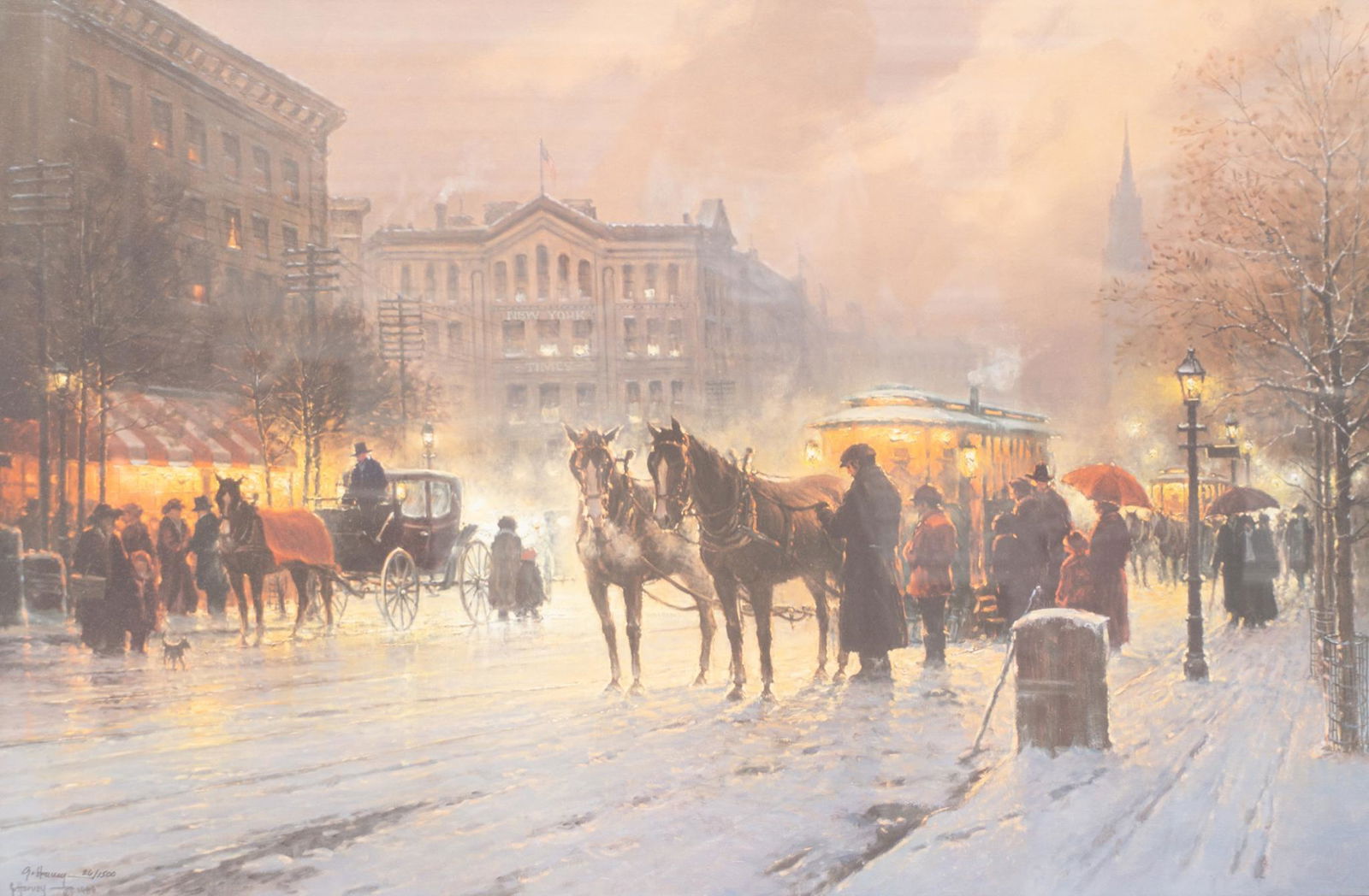 G. Harvey (1933-2017), "Horse Trolley on Park Row" (1 of 5)