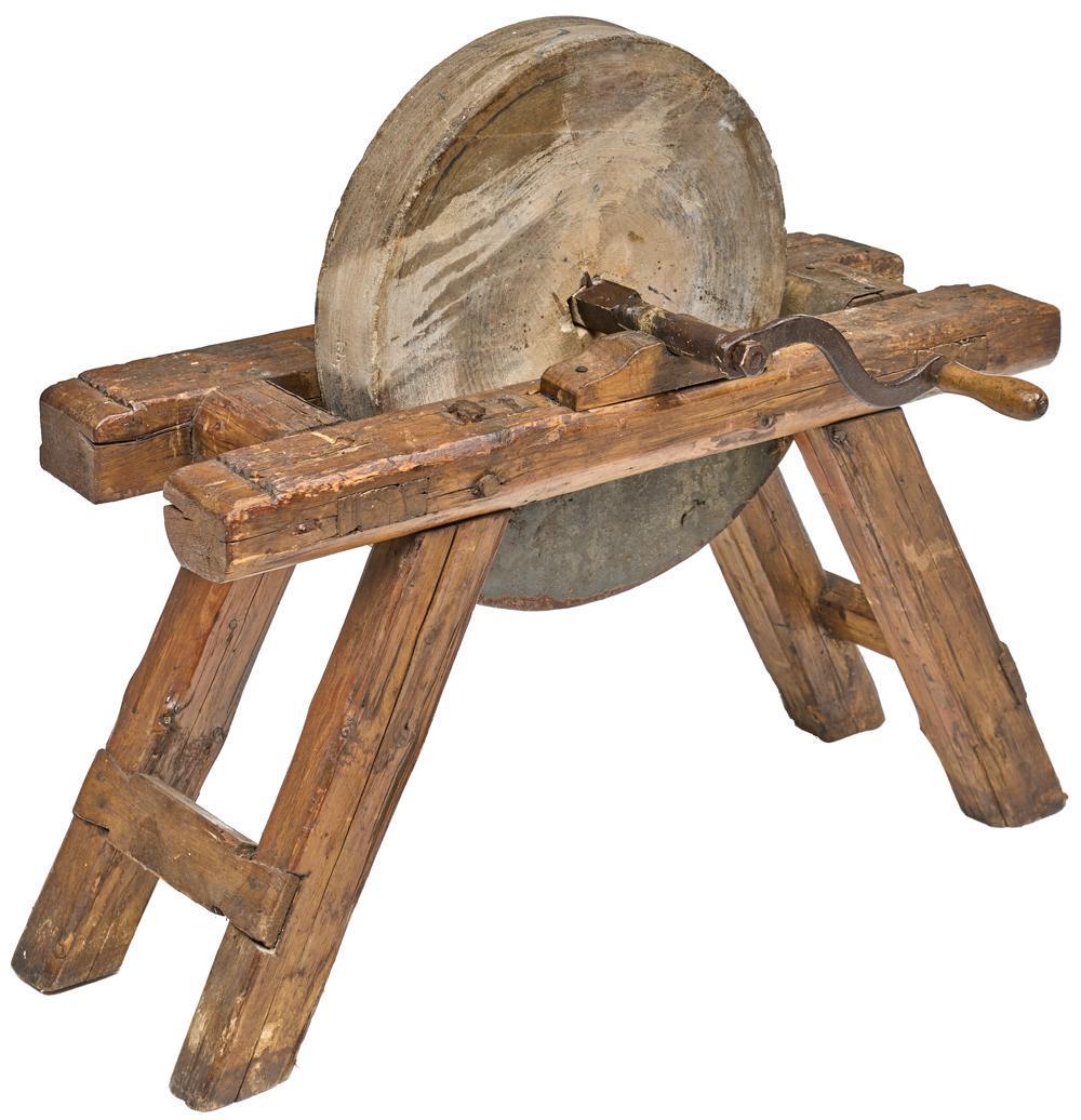 Rustic Farmhouse Grind Stone on Base (1 of 3)