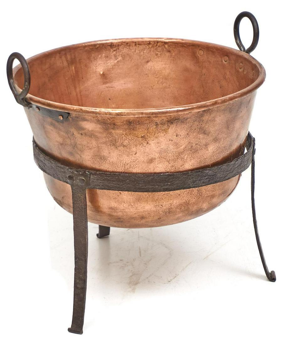 Rustic Farmhouse Copper Cauldron on Stand (1 of 6)