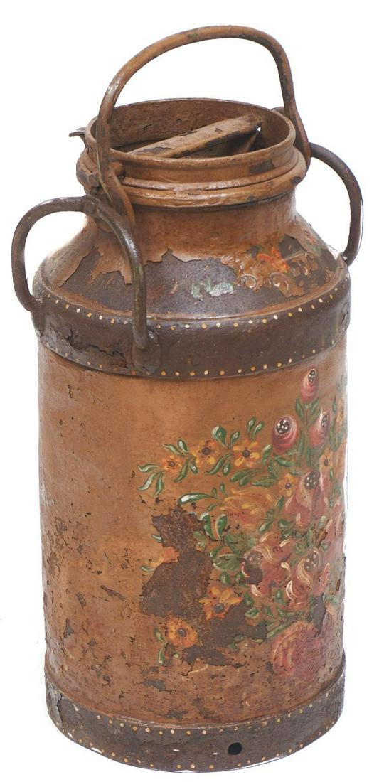 Folk Art Hand Painted Milk Pail (1 of 5)
