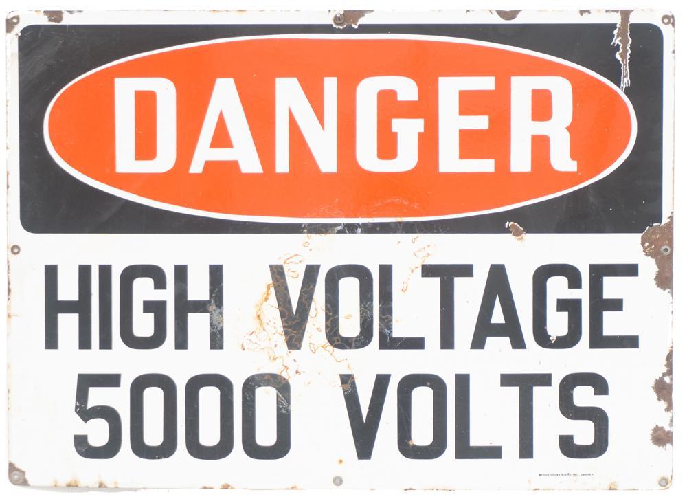 Vintage Enameled Metal Electrical Danger Sign (1 of 2)