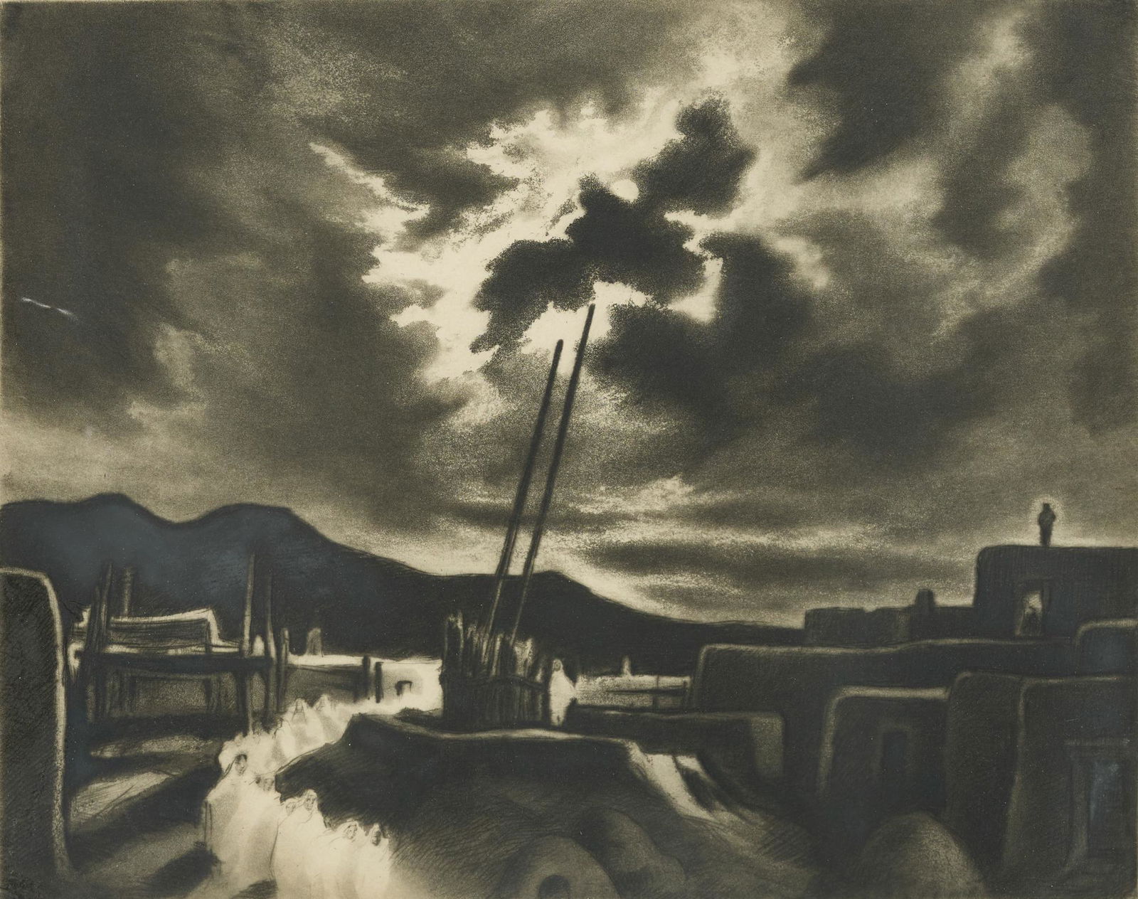 Gene Kloss (1903-1996), "Moonlit Kiva" (1 of 6)