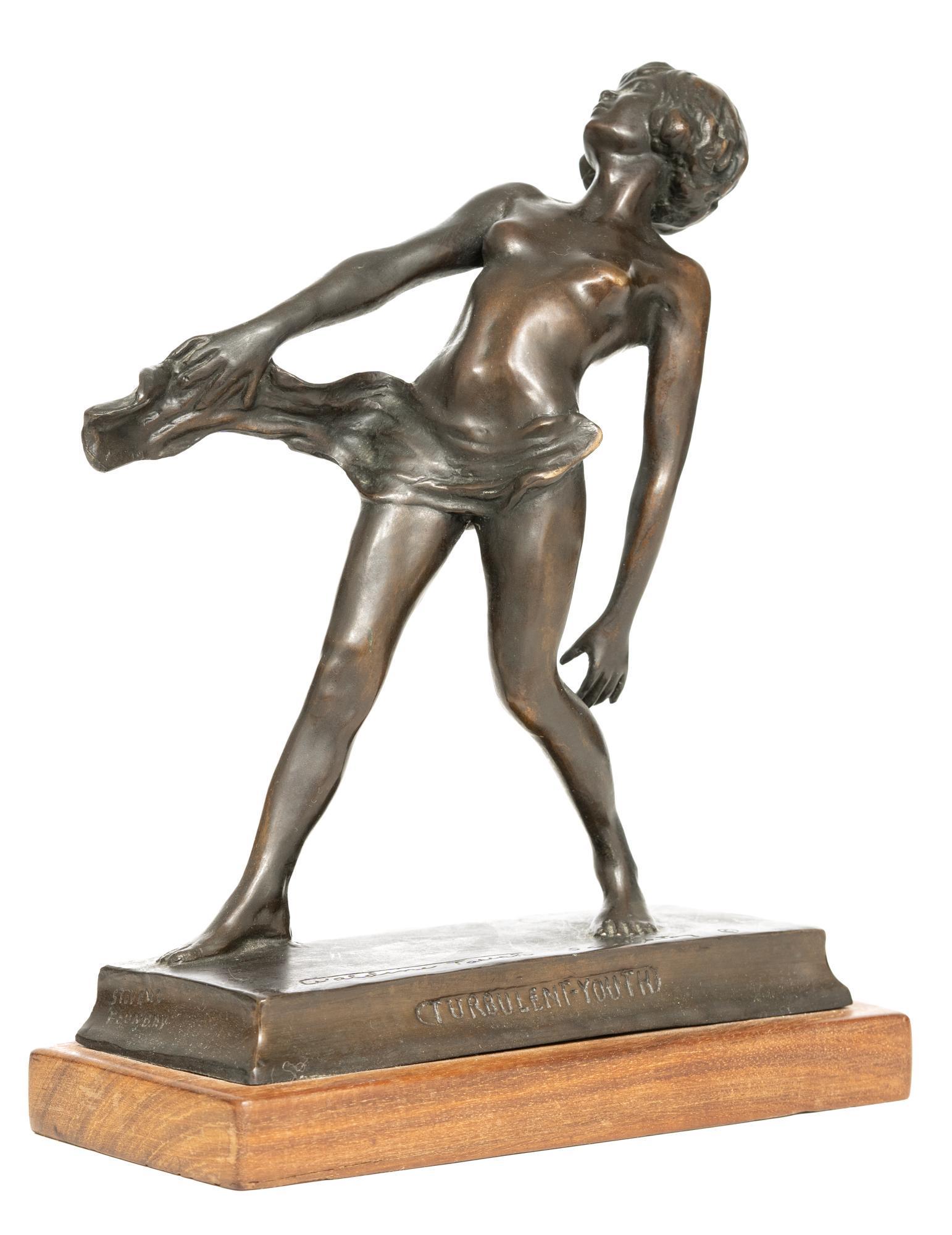 Waldine Tauch (1892-1986), "Turbulent Youth": Waldine Tauch (1892-1986), "Turbulent Youth", bronze, 7 x 3 x 9", marked Stevens Foundry Provenance: A San Antonio, Texas collection