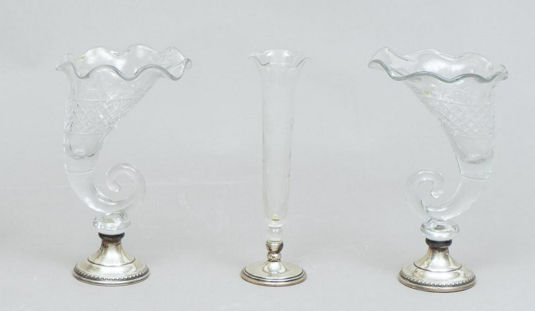 Pair of Sterling Cornucopias and Vase (1 of 6)