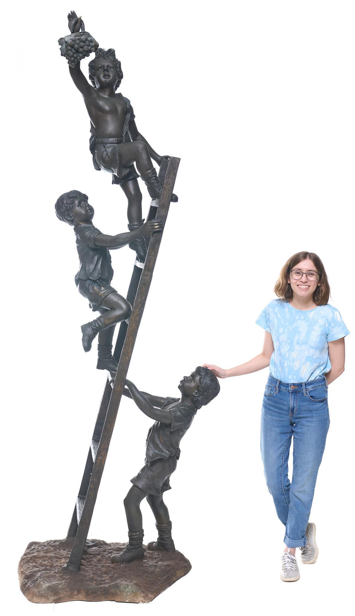 Bronze Children on Ladder Picking Fruit (1 of 5)
