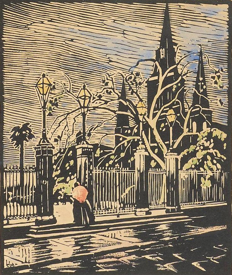 Clarence Millet (1897-1959), "Jackson Square Entrance" (1 of 4)