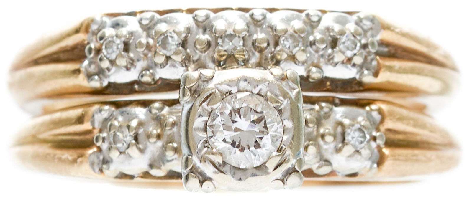 Antique 14K Gold Diamond Wedding Set (1 of 3)