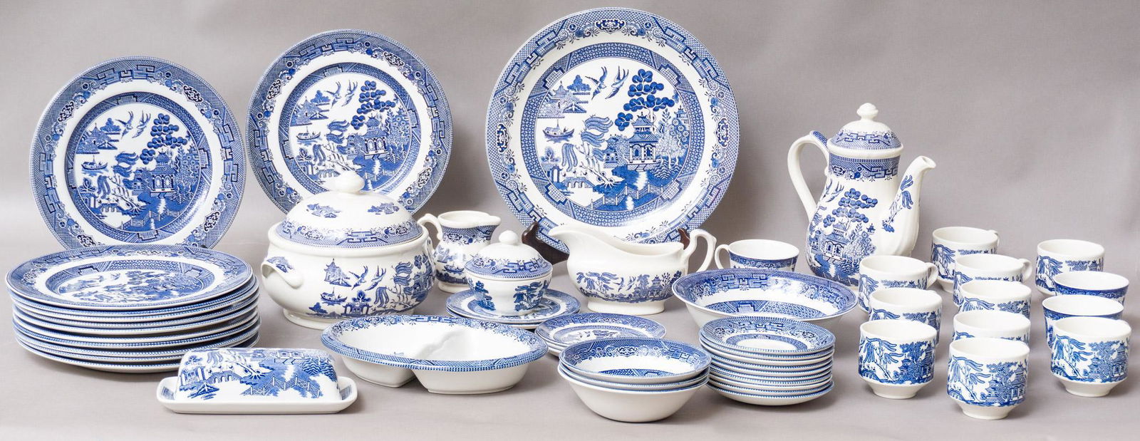 Lot of Approx. 50 Blue and White CloisonnÃ© Servingware (1 of 7)