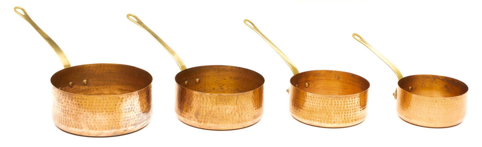 Set of 4 French Farmhouse Copper Cooking Pots (1 of 3)