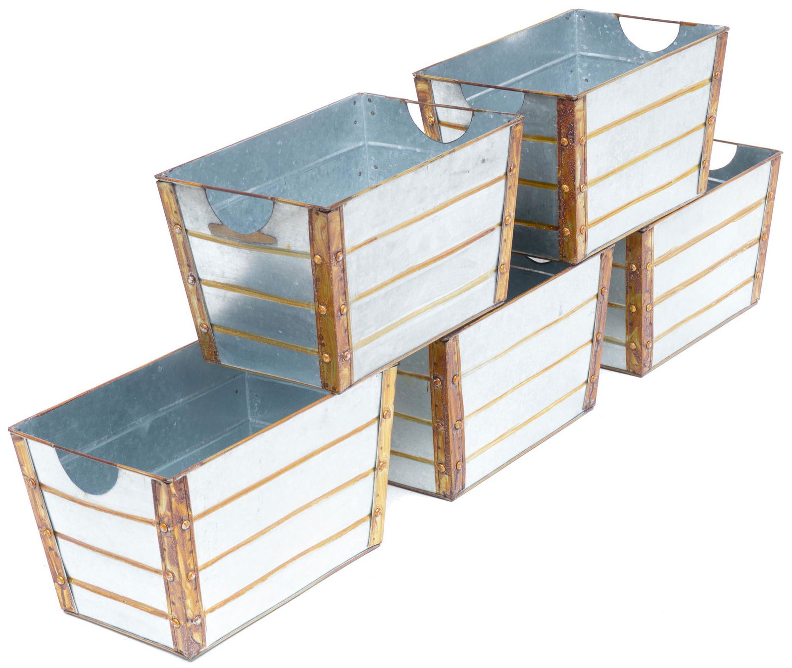 Set of 5 Industrial Metal Bins (1 of 3)