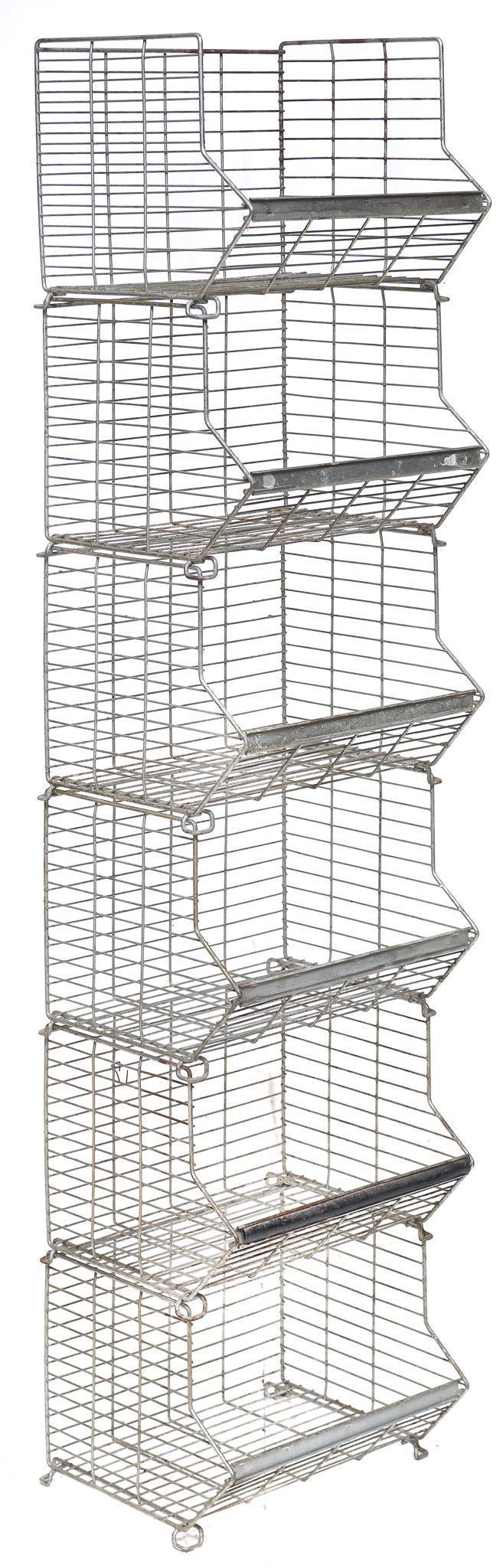 Industrial Store Display Case: Industrial store stacking display case, metal 74.5"h x 17.5"w x 14.5"d We happily provide seamless shipping services on everything we sell. Please email us at shipping@vogtauction.com or call 210-