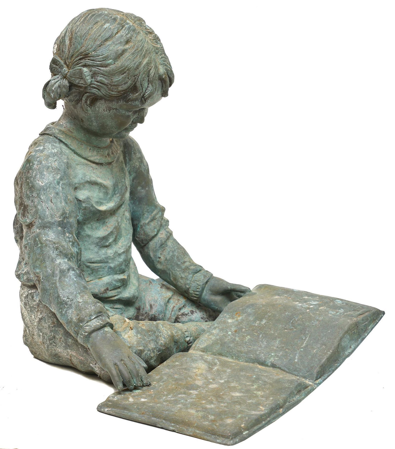 Vintage Garden Bronze Statue, Girl with Book (1 of 3)
