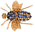 Vintage Sapphire Bee Pin 14K Gold