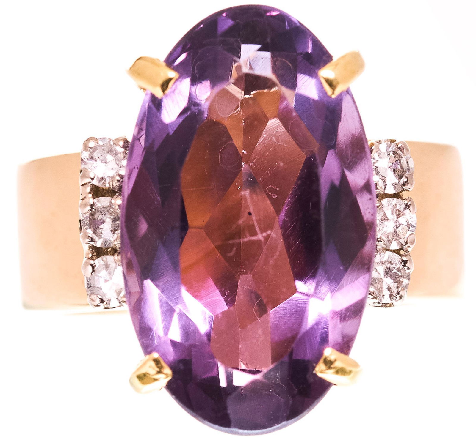 Vintage Amethyst Diamond Accent Ring 14K Gold (1 of 4)
