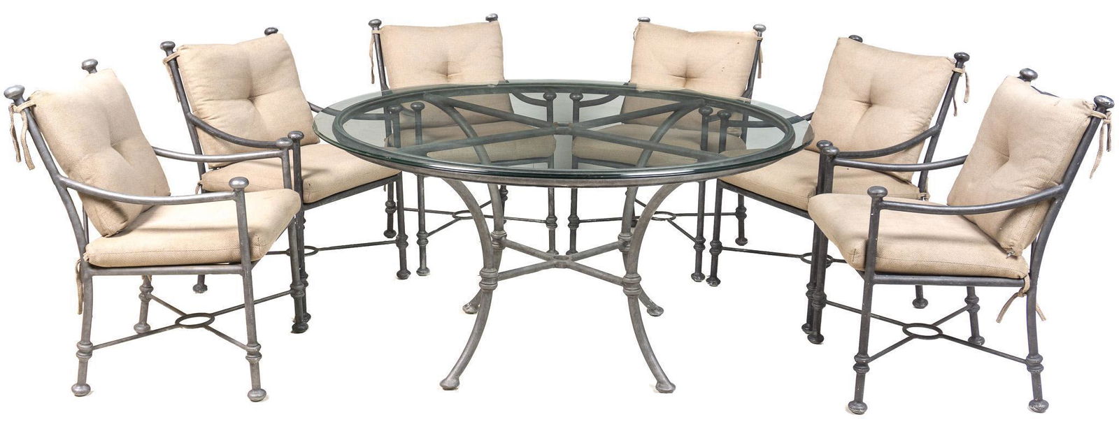 Contemporary Glass Top Garden Table with 6 Chairs (1 of 6)