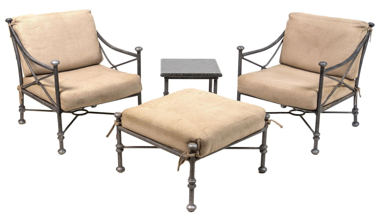 Contemporary Patio Set, 2 Chairs, Ottoman, Side Table (1 of 4)