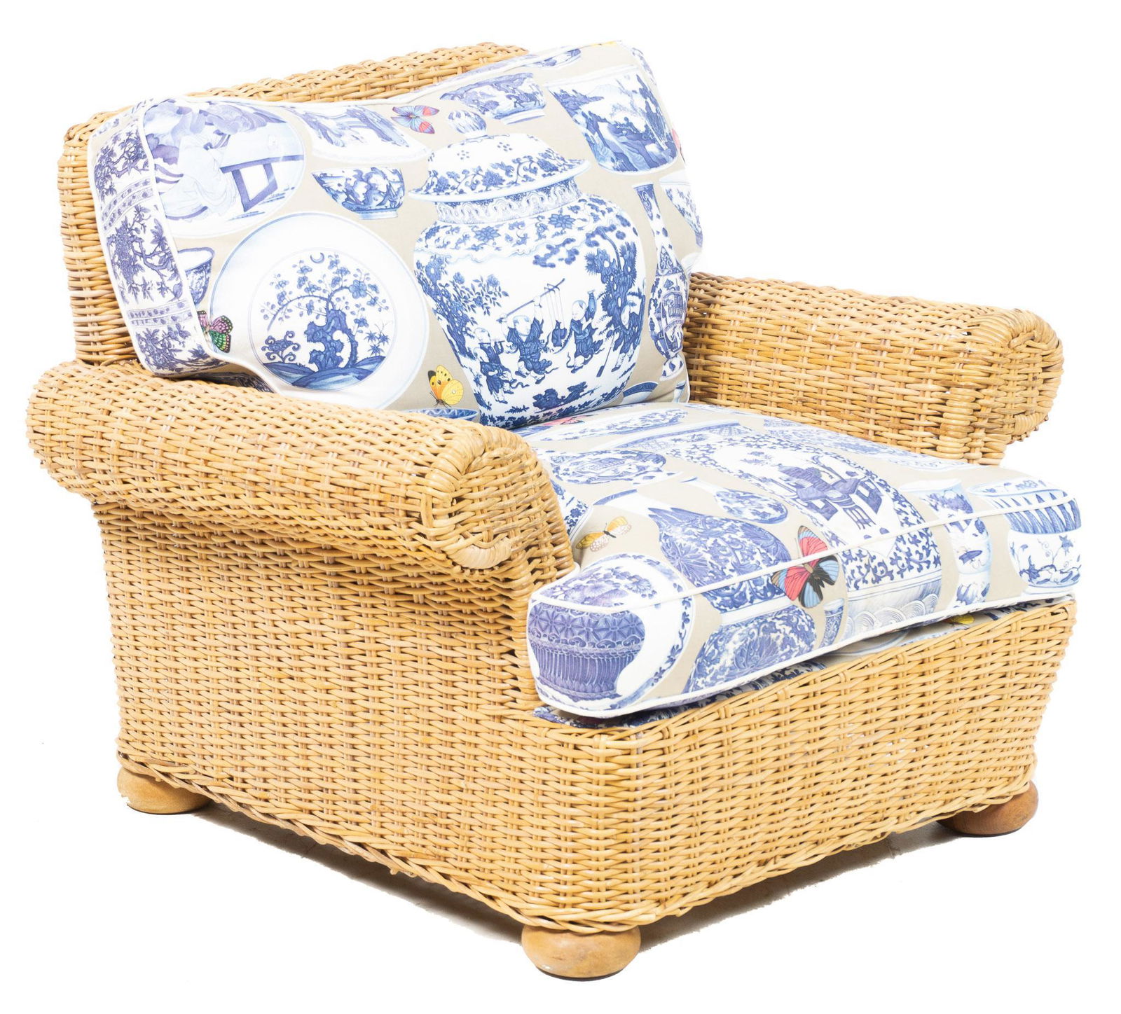 Contemporary Chinoiserie Wicker Sunroom Chair (1 of 3)