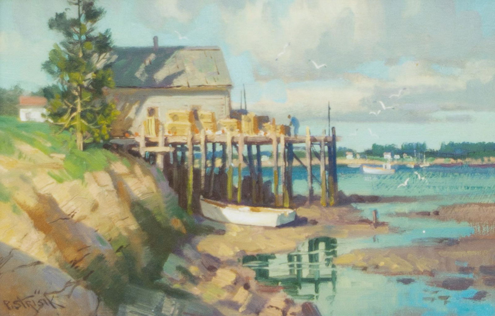 Paul Strisik (1918-1998), "Morgan's Wharf, Maine" (1 of 5)