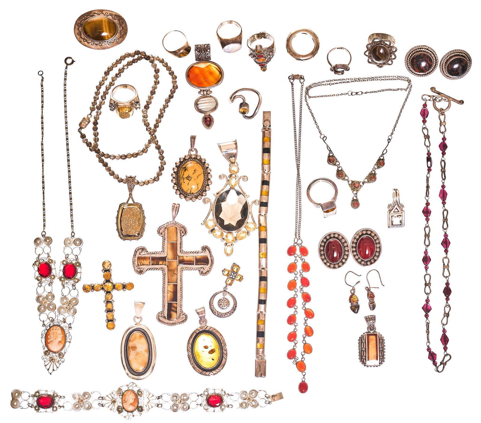 Lot 30 Vintage Tigers Eye Amber Jewelry, To Include (1 of 6)