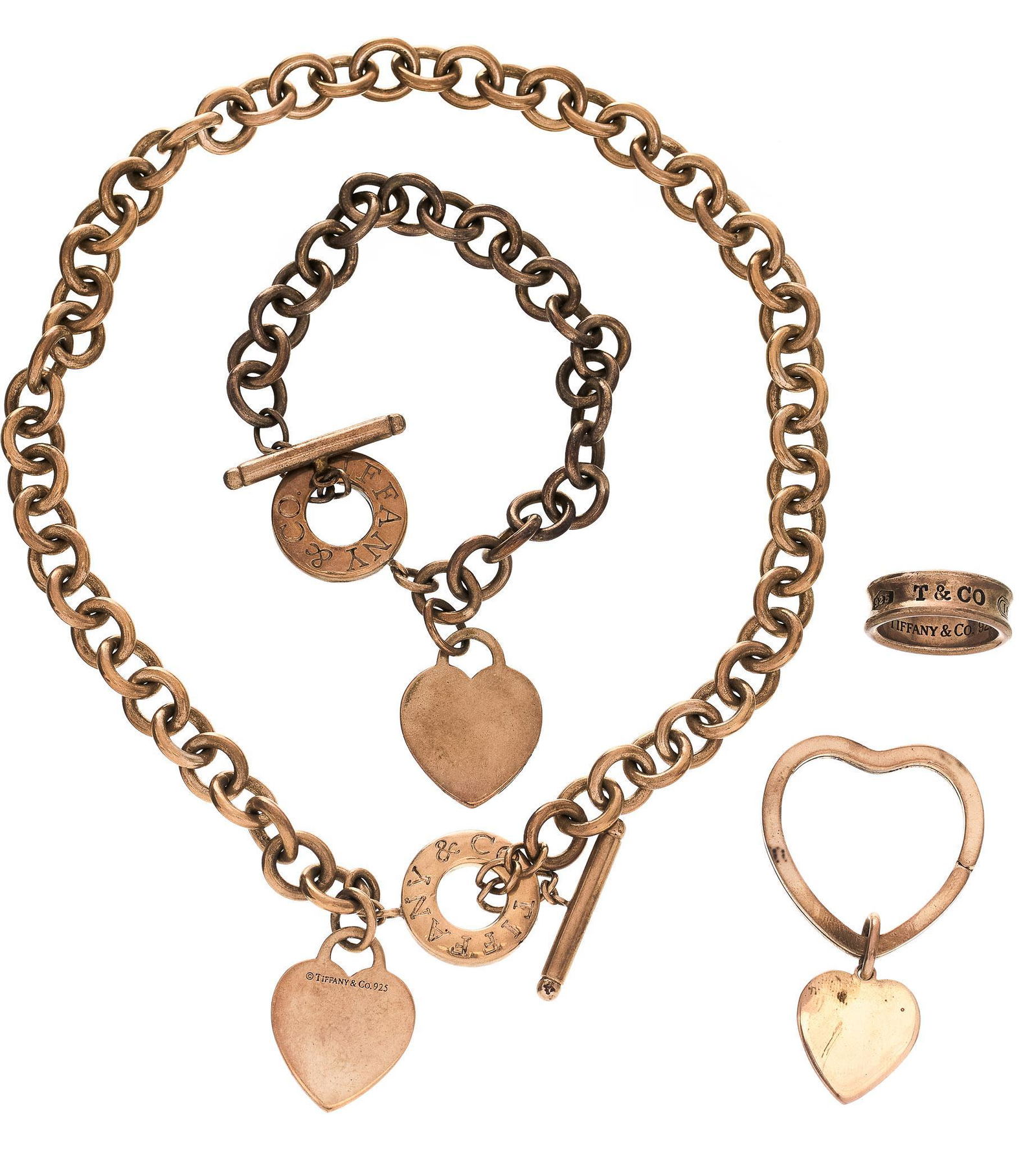 Tiffany Sterling Cable Heart Necklace Bracelet Set (1 of 3)