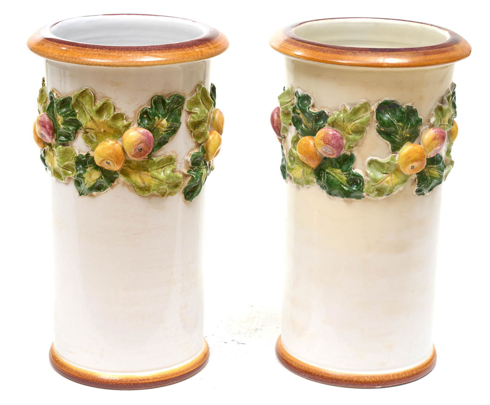 Pair of Della Robbia Italian Porcelain Pillars (1 of 4)