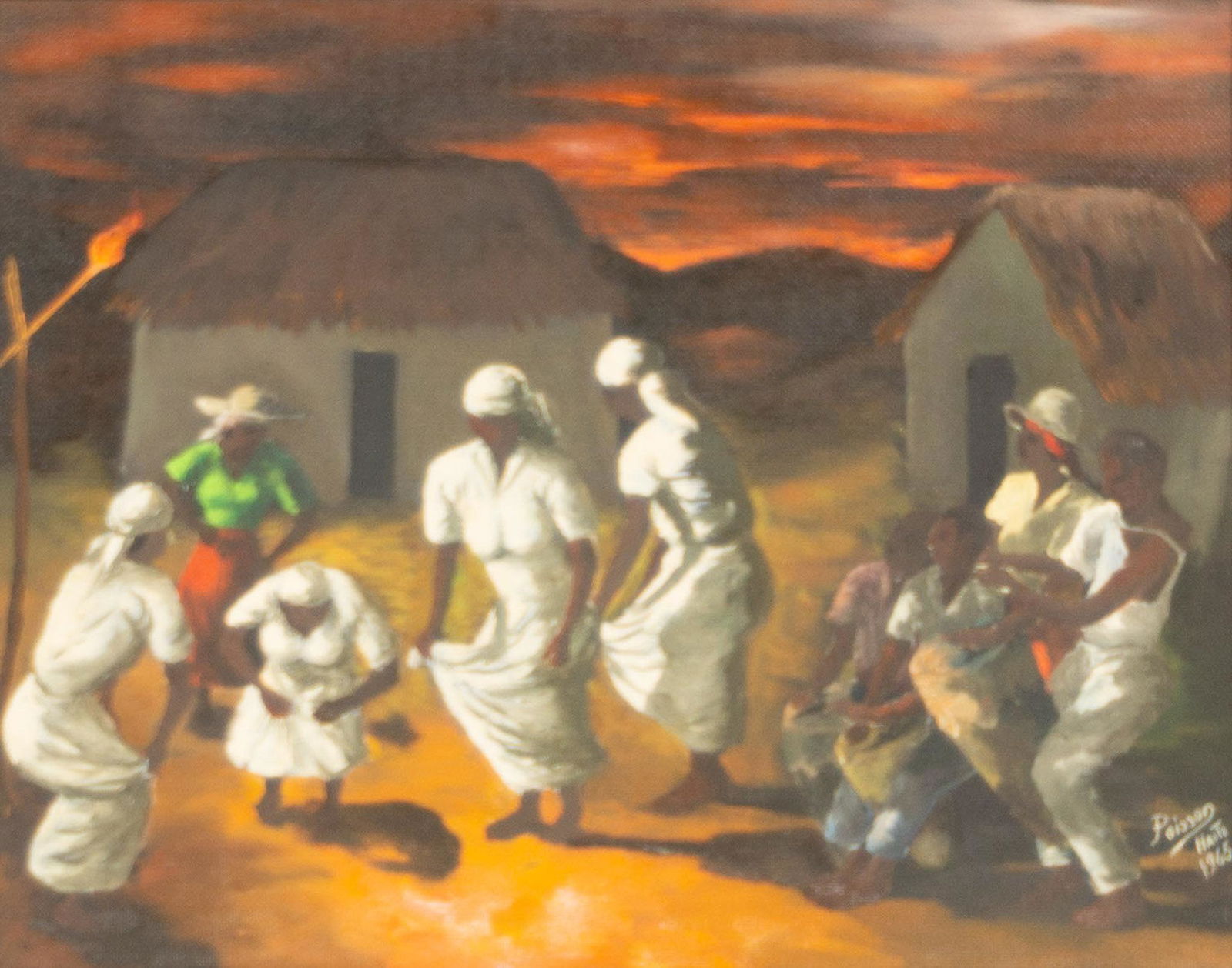 Louverture Poisson (1914 - 1985), "Haiti", 1965: Louverture Poisson (1914 - 1985), "Haiti", dated 1965, oil on board, framed frame: 26"h x 33.5"w Provenance: The Estate of Coleman and Judy Renick We happily provide seamless shipping services on e