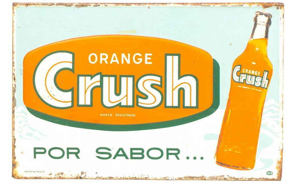 Mexican (Spanish) Orange Crush Tin Advertising Sign (1 of 5)