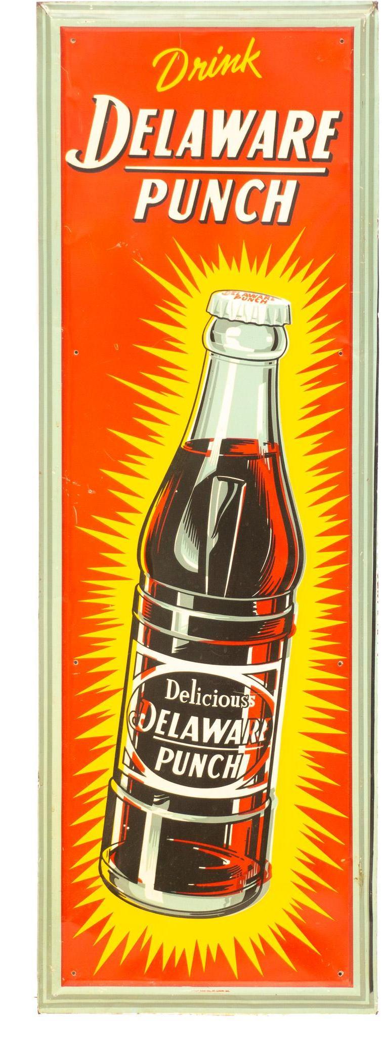 Delaware Punch Embossed Tin Advertising Sign (1 of 4)