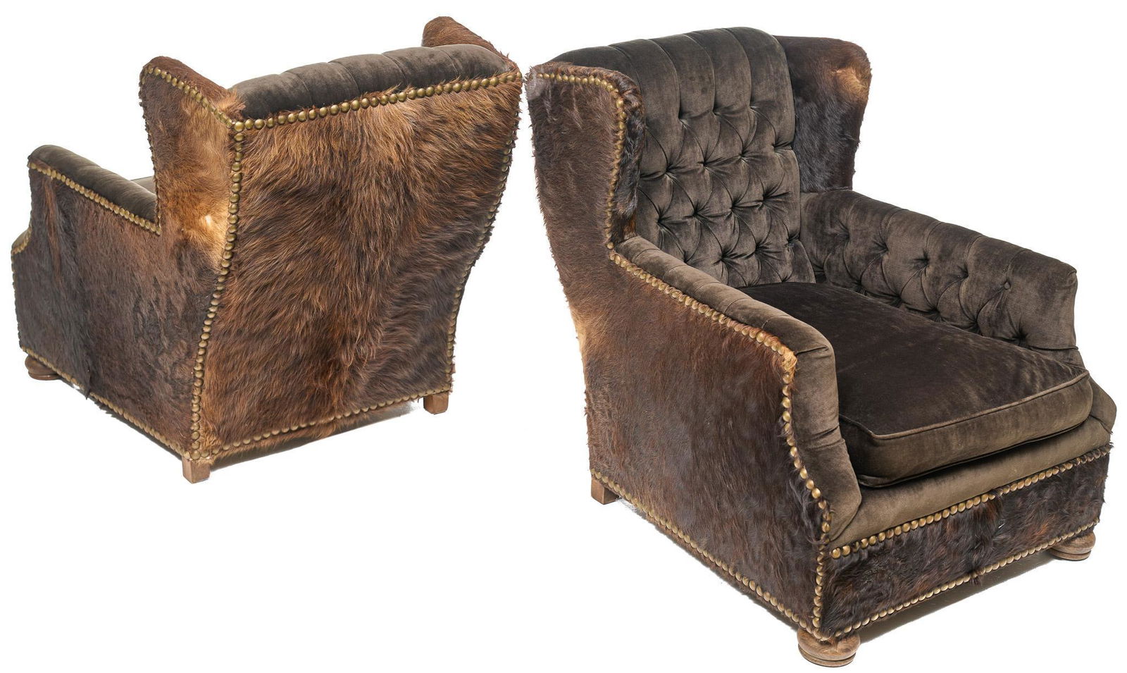 Pair of Leather and Cow Hide Arm Chairs (1 of 3)