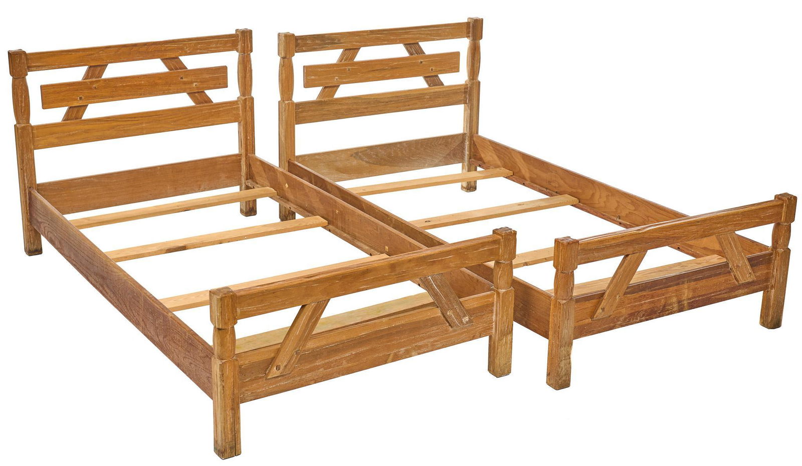 Pair of A. Brandt Ranch Oak (Fort Worth, TX) Bed Frames (1 of 3)
