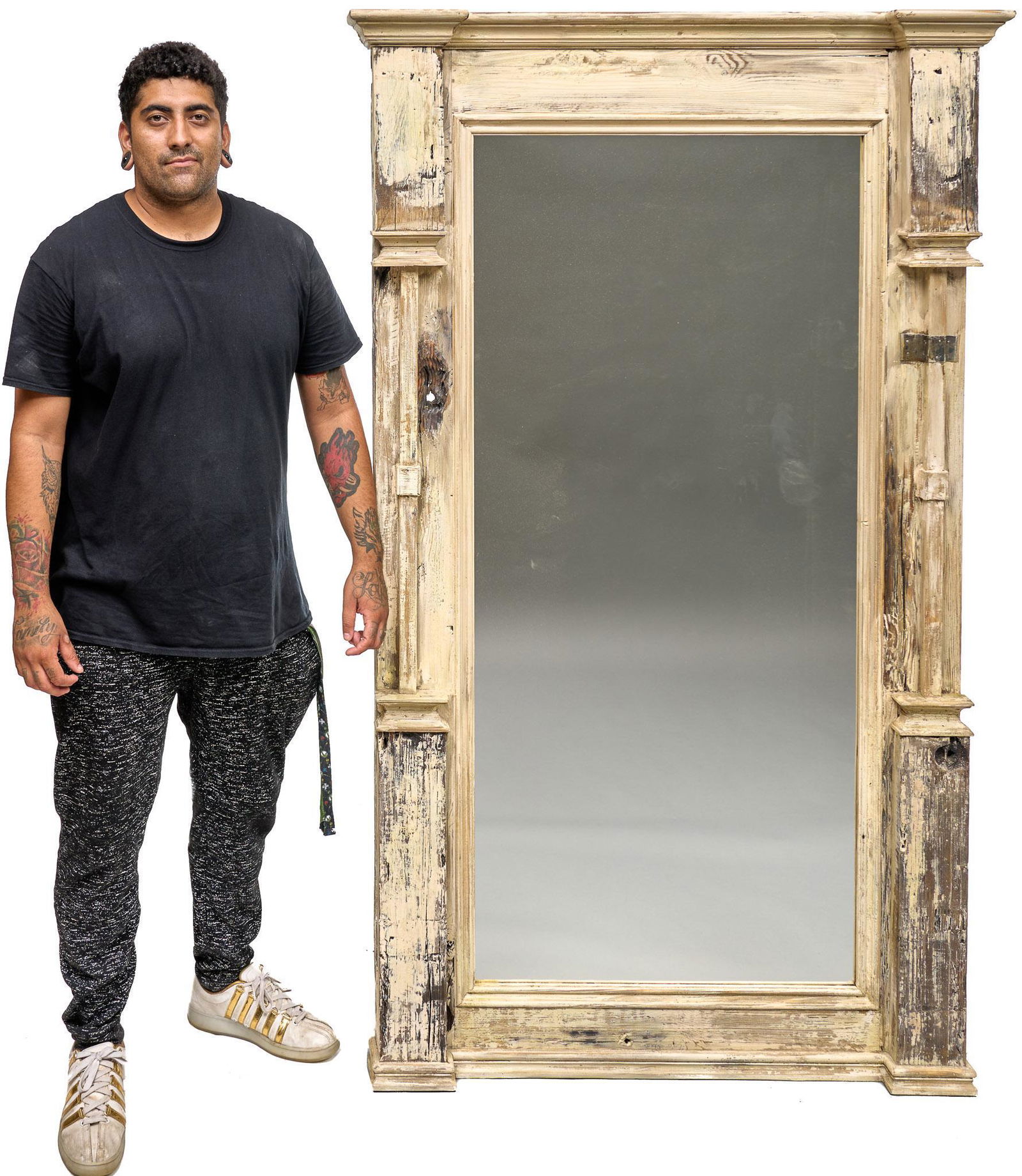 Rustic Full Length Mirror: Rustic wooden framed full length mirror 75"h x 41"w We happily provide seamless shipping services on everything we sell. Please email us at shipping@vogtauction.com or call 210-822-6155 for more inf