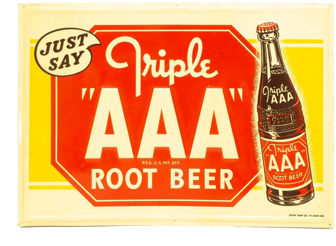 Triple AAA Root Beer Embossed Tin Sign (1 of 4)