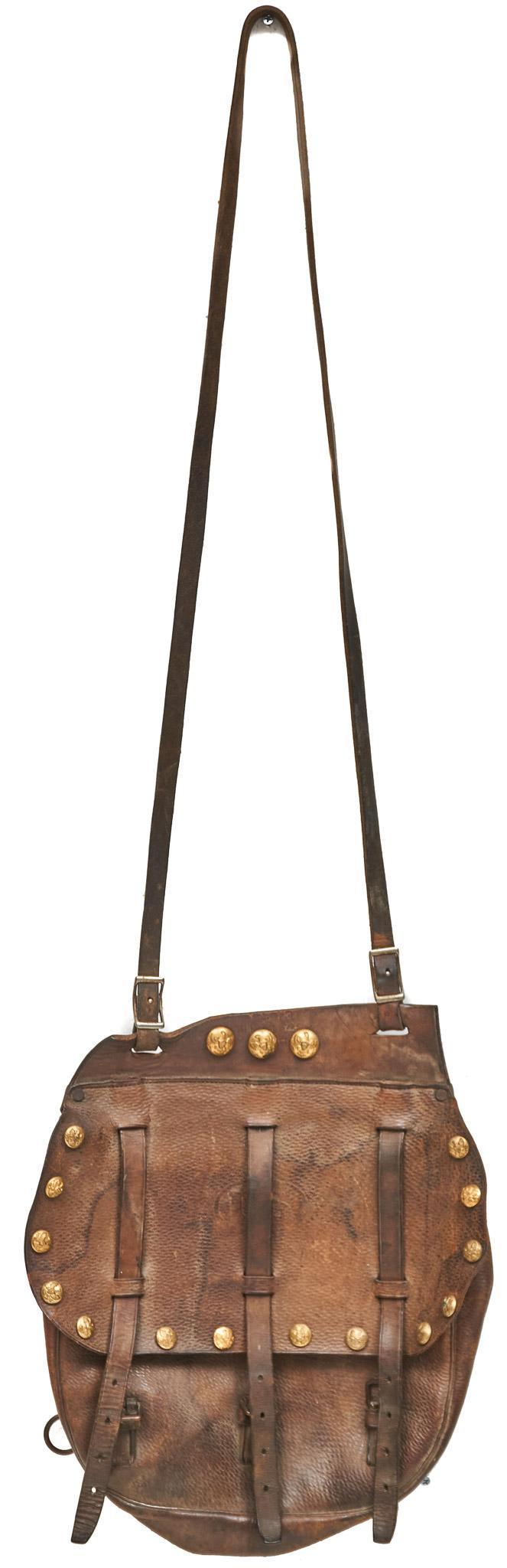U.S. Military Button Adorned Leather Saddle Bag (1 of 8)