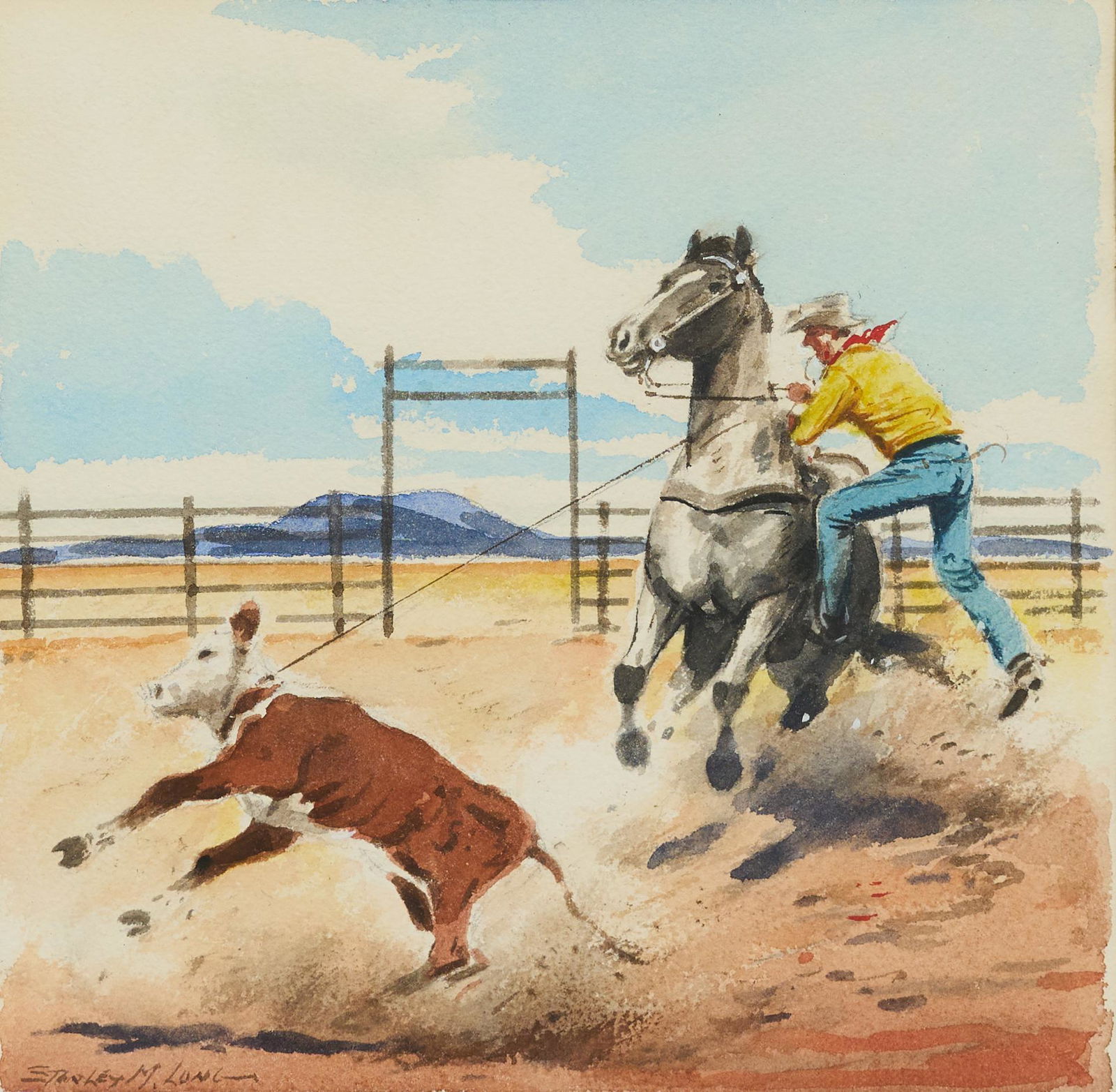 Stanley M. Long, Roping a Calf (1 of 4)
