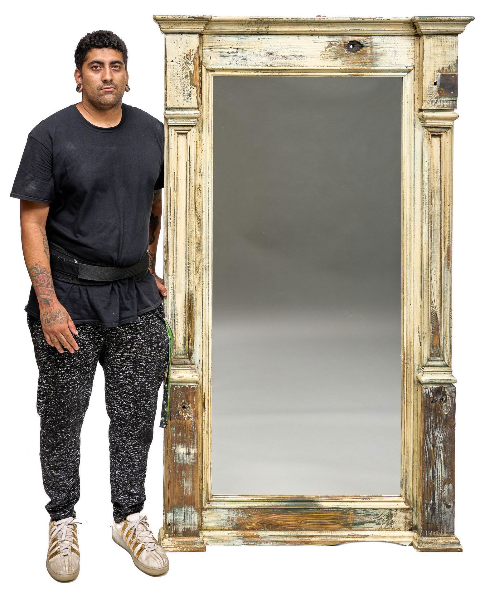 Rustic Full Length Mirror: Rustic wooden framed full length mirror 75.5"h x 41"w We happily provide seamless shipping services on everything we sell. Please email us at shipping@vogtauction.com or call 210-822-6155 for more i