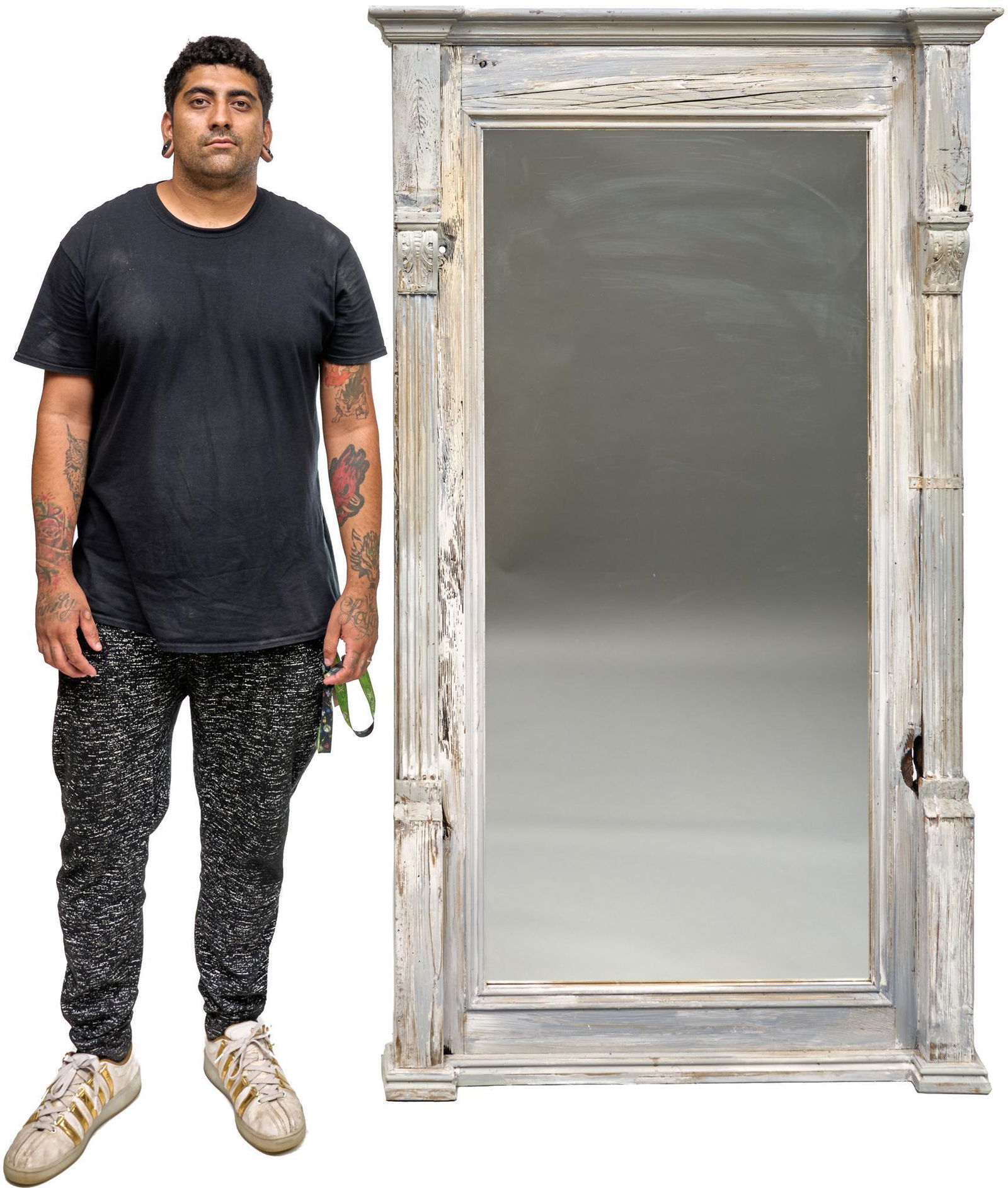 Rustic Full Length Mirror: Rustic wooden framed full length mirror 75.5"h x 41"w We happily provide seamless shipping services on everything we sell. Please email us at shipping@vogtauction.com or call 210-822-6155 for more i