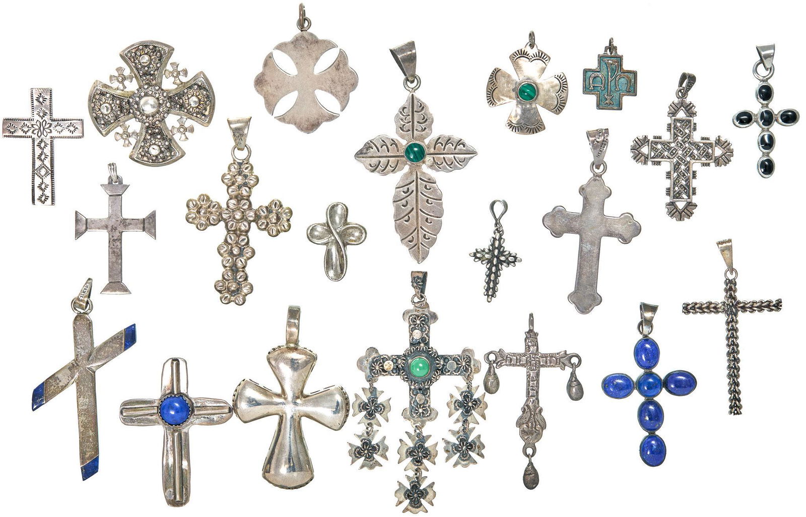 Lot of 20 Vintage Sterling Silver Crosses (1 of 3)