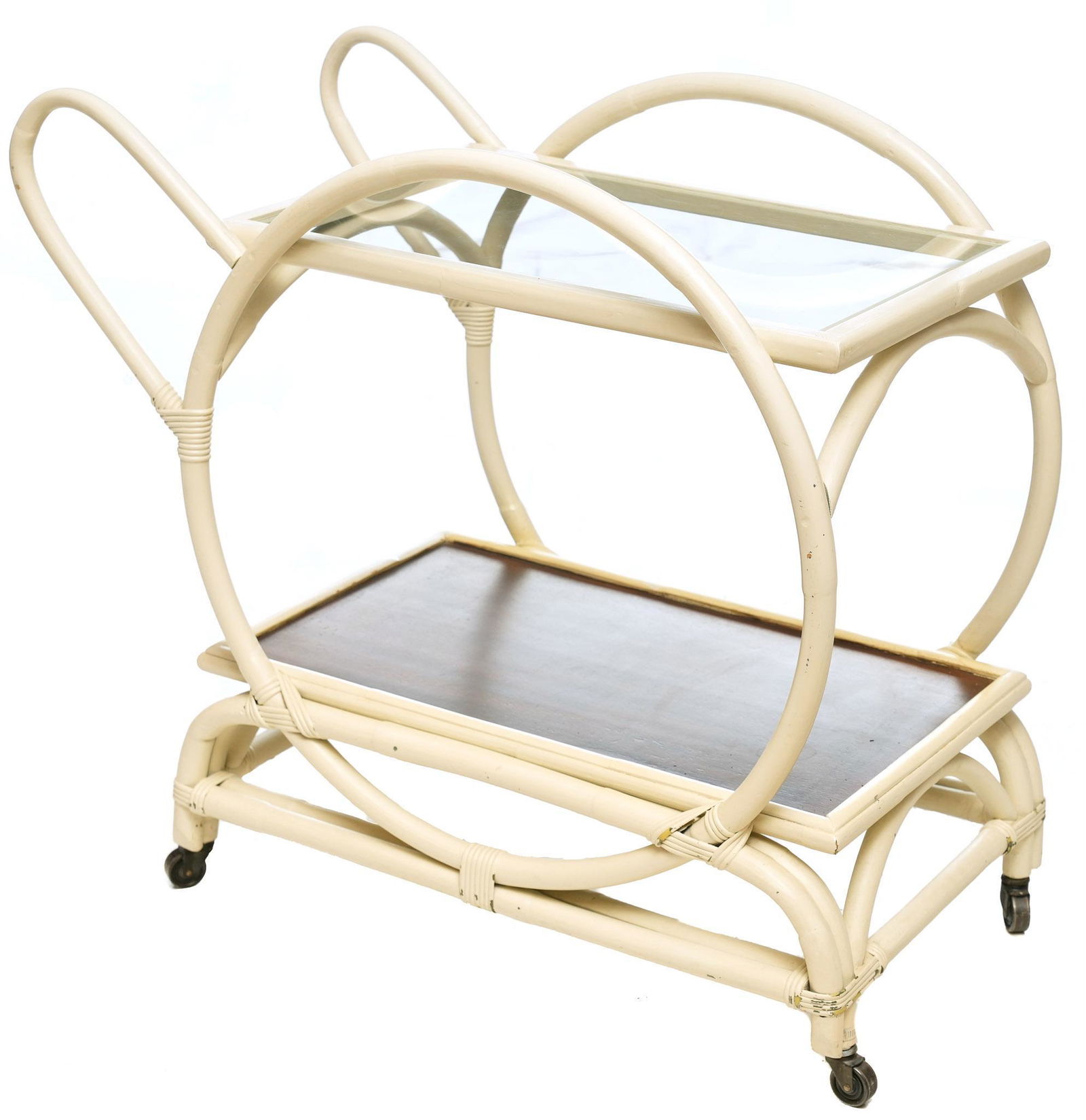 Mid-Century Wicker Bar Cart (1 of 3)