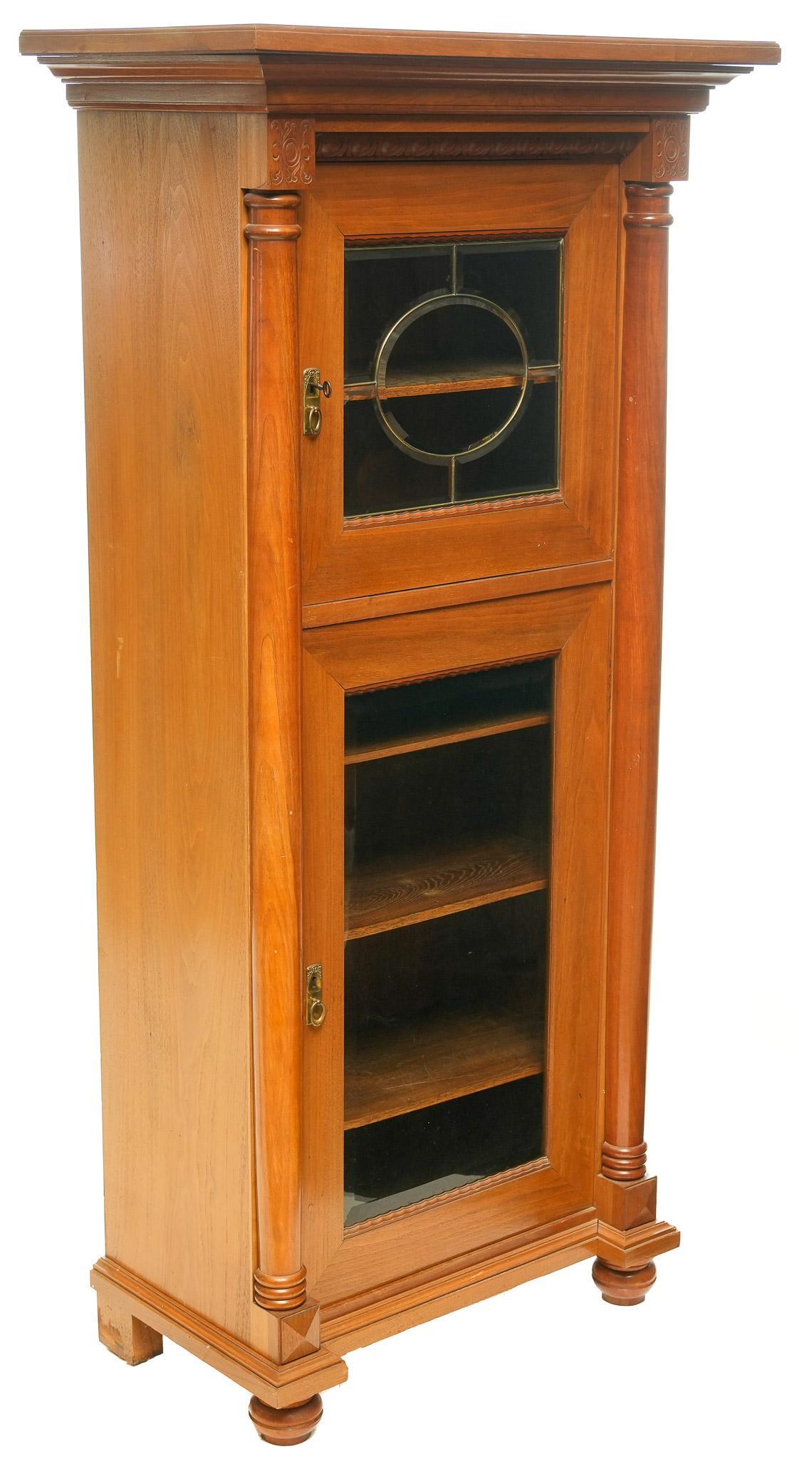 Biedermeier Style Leaded Glass Cabinet (1 of 4)