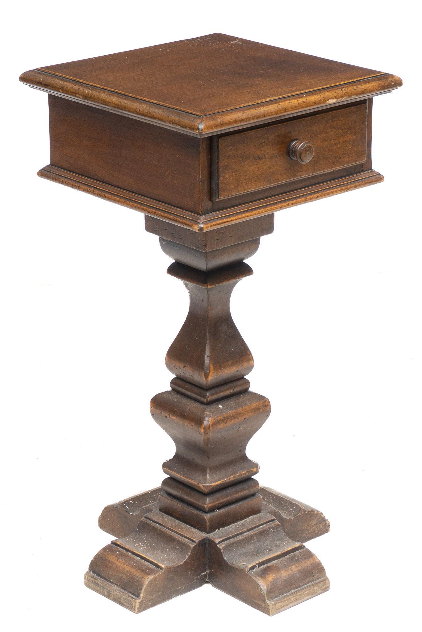 Vintage Letter Box on Pedestal: Vintage single drawer letter box on turned pedestal base 30"h x 15"s We happily provide seamless shipping services on everything we sell. Please email us at shipping@vogtauction.com or call 210-822-