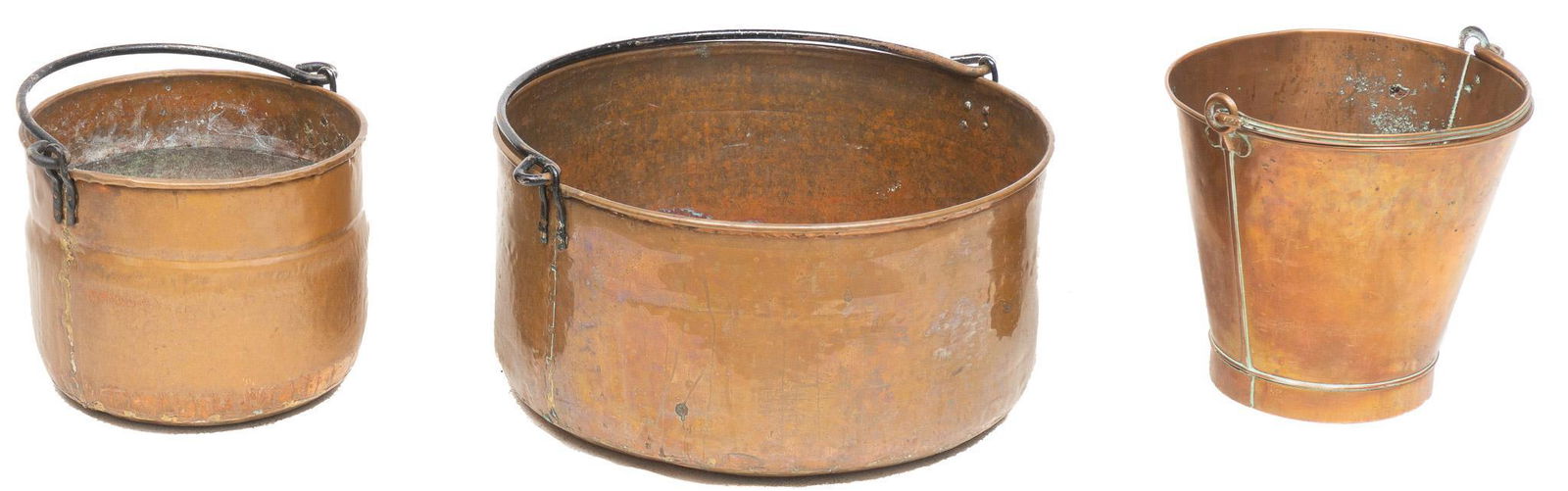 Lot of 3 Farmhouse Copper Cauldrons (1 of 5)