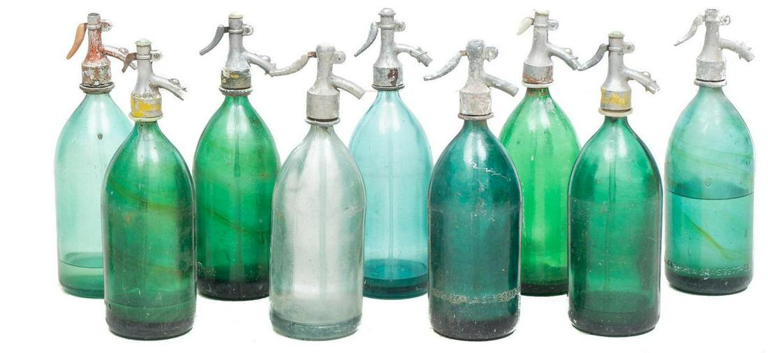 Set of 9 Vintage Glass Seltzer Bottles (1 of 9)