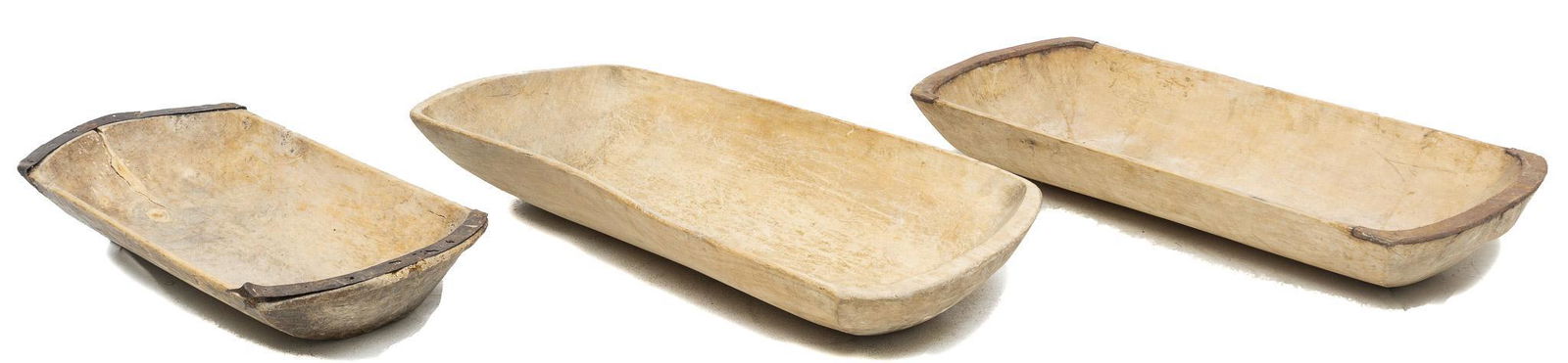 Lot of 3 Rustic Farmhouse Wooden Dough Troughs (1 of 5)