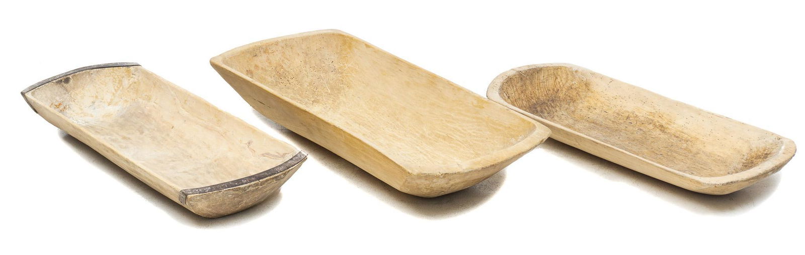 Lot of 3 Rustic Farmhouse Wooden Dough Troughs (1 of 3)