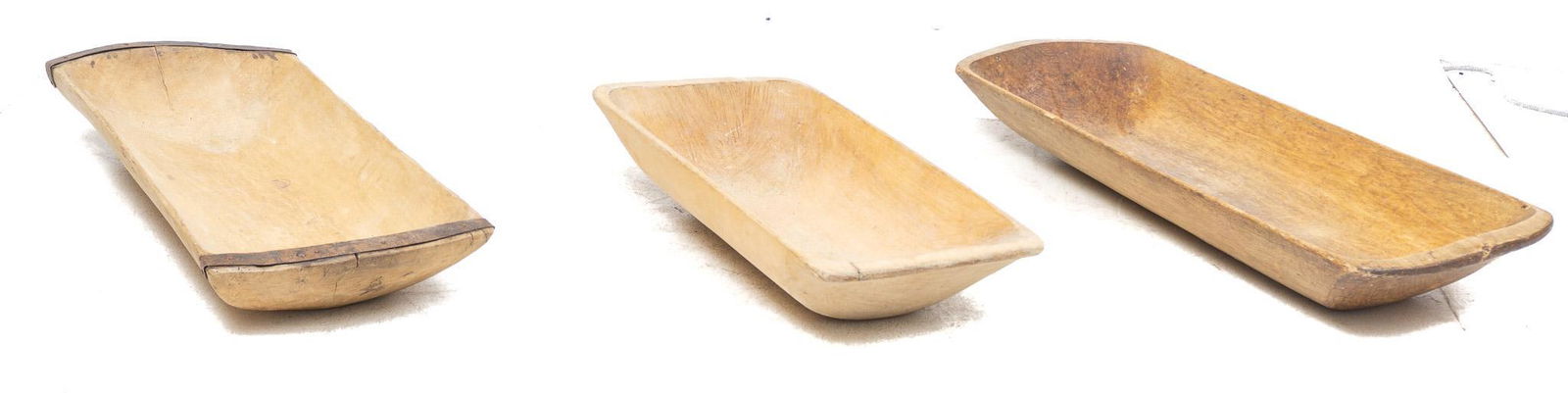 Lot of 3 Rustic Farmhouse Wooden Dough Troughs (1 of 3)
