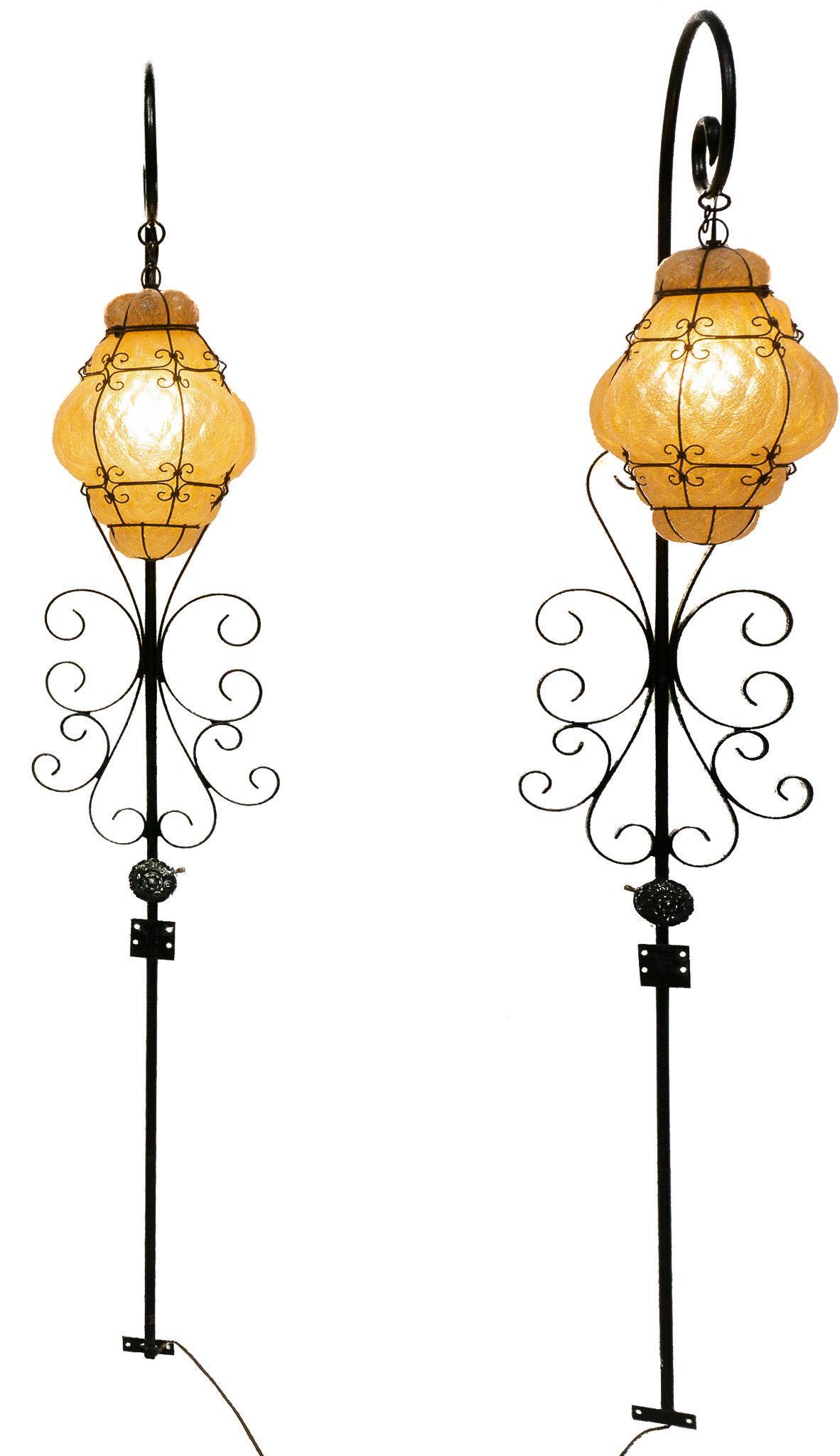 Pair of Murano Glass Wrought Iron Light Fixtures (1 of 4)