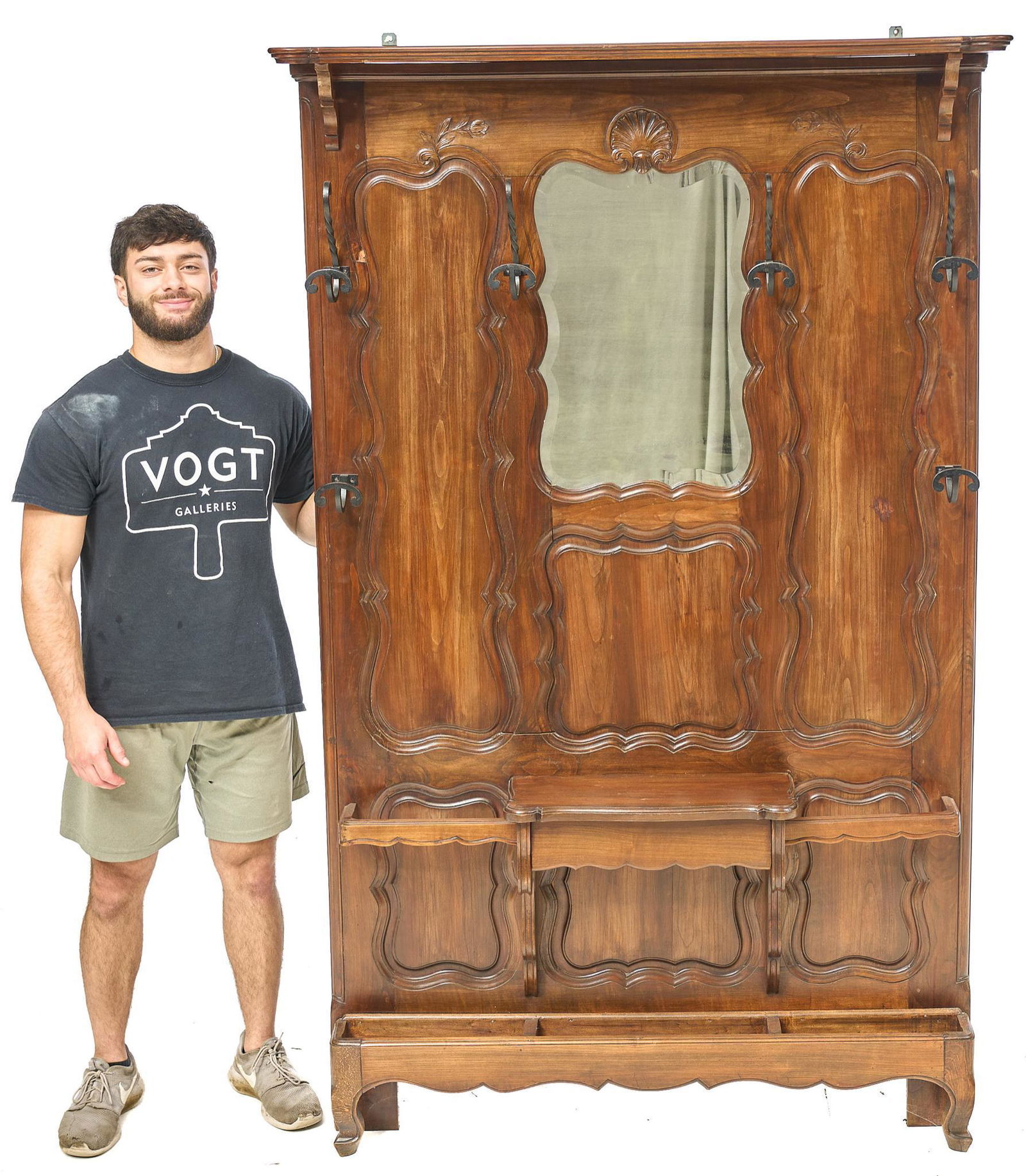 Louis XV Style Mirrored Hall Tree (1 of 4)