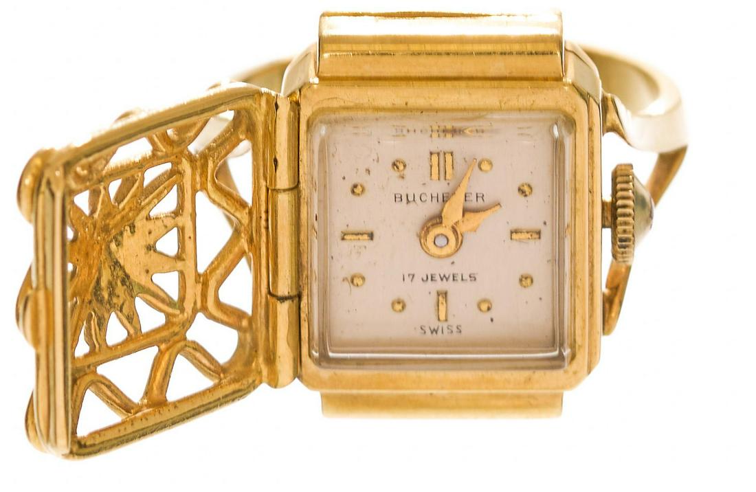 18K Gold Bucherer Peekaboo Watch Ring (1 of 5)
